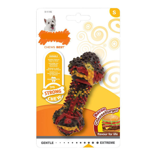 Dog chewing toy Nylabone Strong Chew Bacon Cheese Hamburger Rubber Size S - VMX PETS