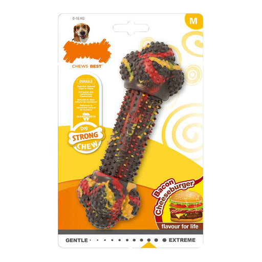Dog chewing toy Nylabone Strong Chew Bacon Cheese Hamburger Rubber Size M - VMX PETS