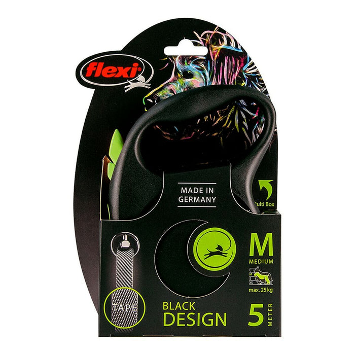 Dog Lead Flexi BLACK DESIGN 5 m Size M Green - VMX PETS