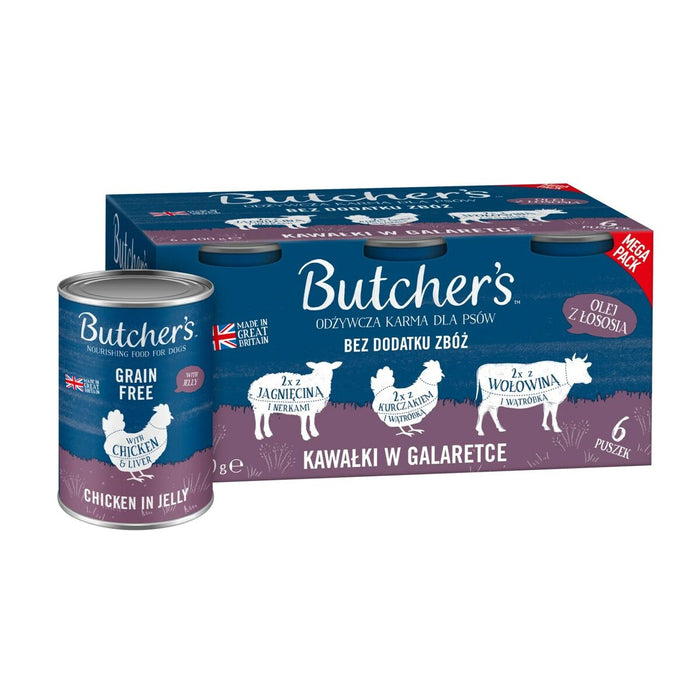 Alimentation humide Butcher's Original Junior Mega pack mix Poulet 6 x 400 g