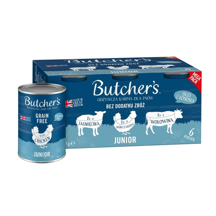 Alimentation humide Butcher's Original Junior Mega pack mix Poulet 6 x 400 g