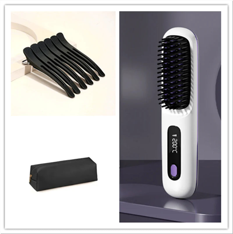 2-in-1 Wireless Hair Straightener Brush - VMX PETS - VMX PETS