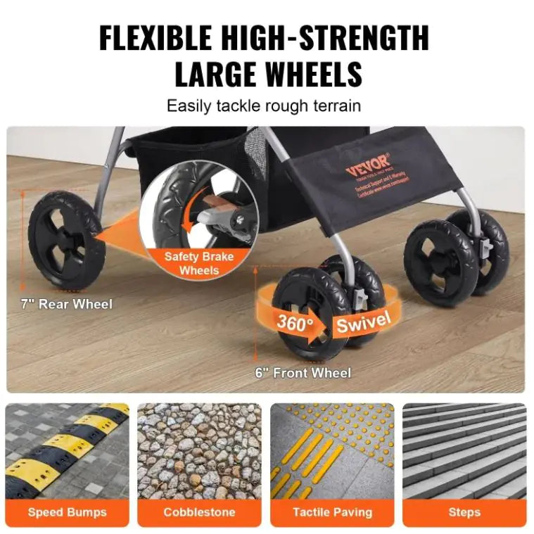 VEVOR Pet Stroller, A Four-wheeled Rotating Dog Stroller With A Brake, Has A Weight Capacity Of 35 Pounds - VMX PETS - VMX PETS