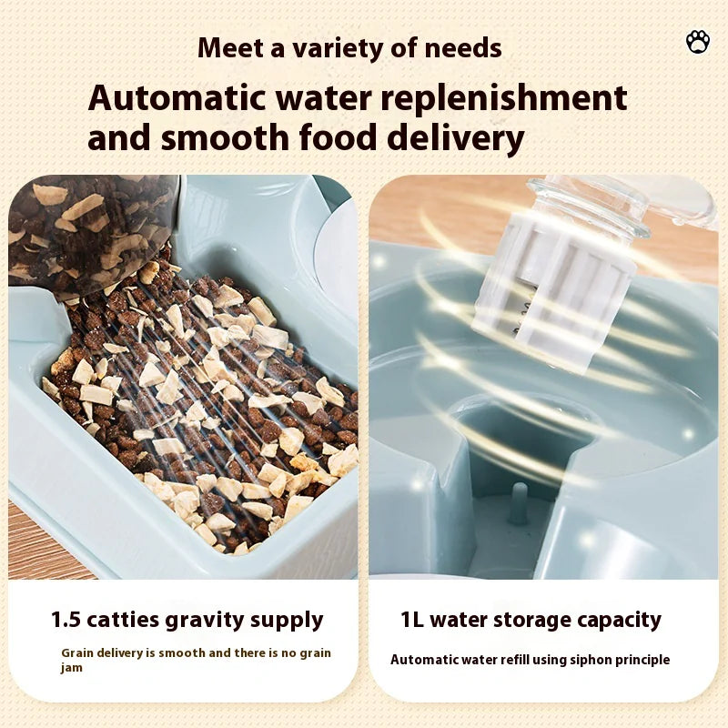 2-in-1 Automatic Pet Feeder & Water Dispenser – Dual Bowl for Food & Drinking - VMX PETS - VMX PETS