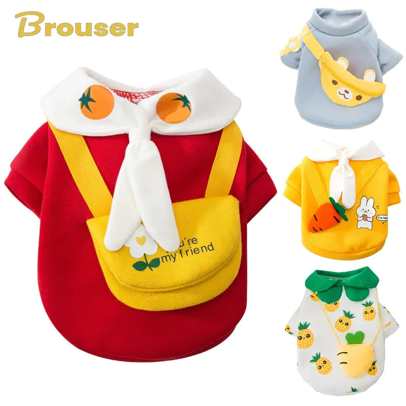 Cartoon Dog Clothes Cute Bow Tie Satchel Pet Clothing for Small Dogs - VMX PETS - VMX PETS