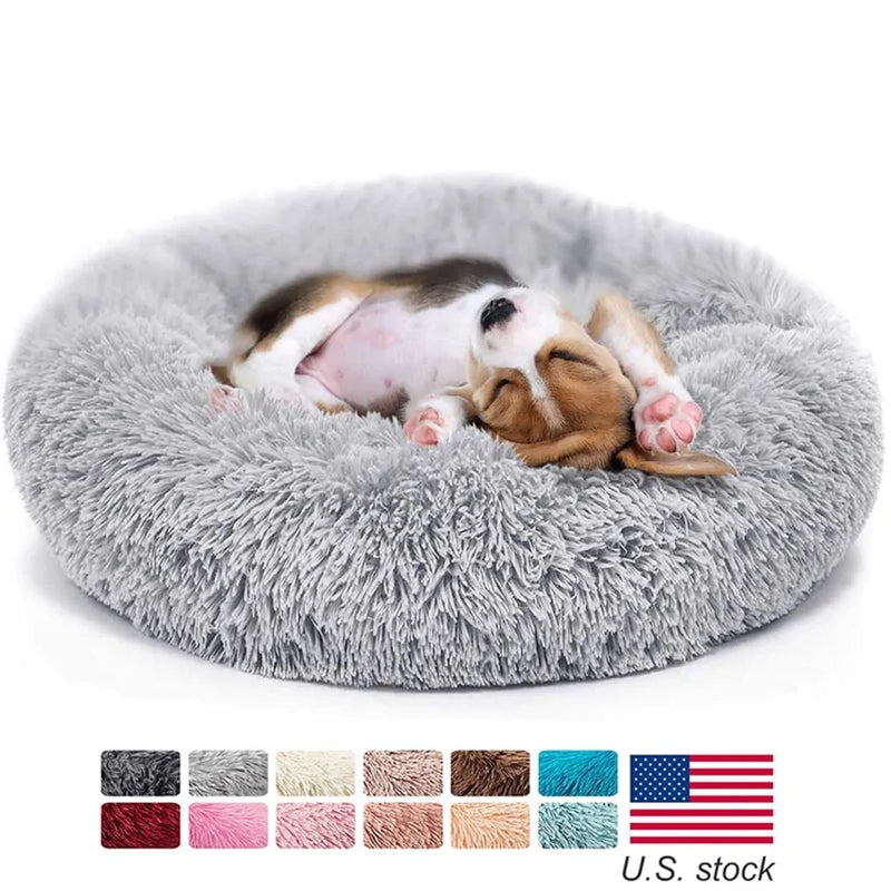 Soft Winter Warm Long Plush Donut Pet Bed - VMX PETS - VMX PETS