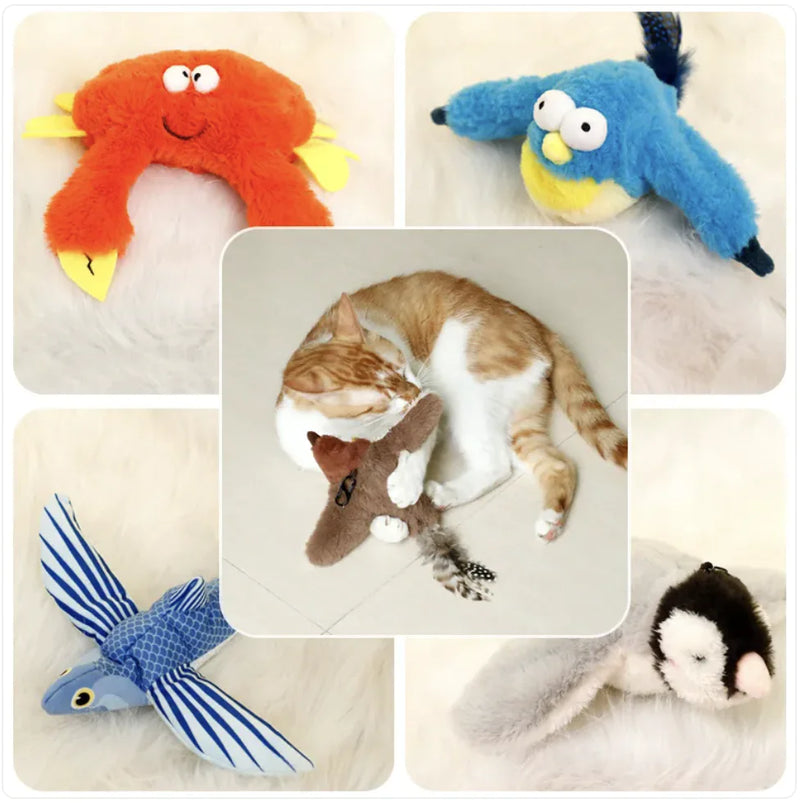 Interactive Plush Pet Toy - Sound & Motion Jumping Fish or Flapping Bird - VMX PETS - VMX PETS