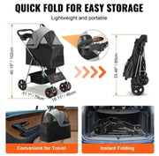 VEVOR Pet Stroller, A Four-wheeled Rotating Dog Stroller With A Brake, Has A Weight Capacity Of 35 Pounds - VMX PETS - VMX PETS