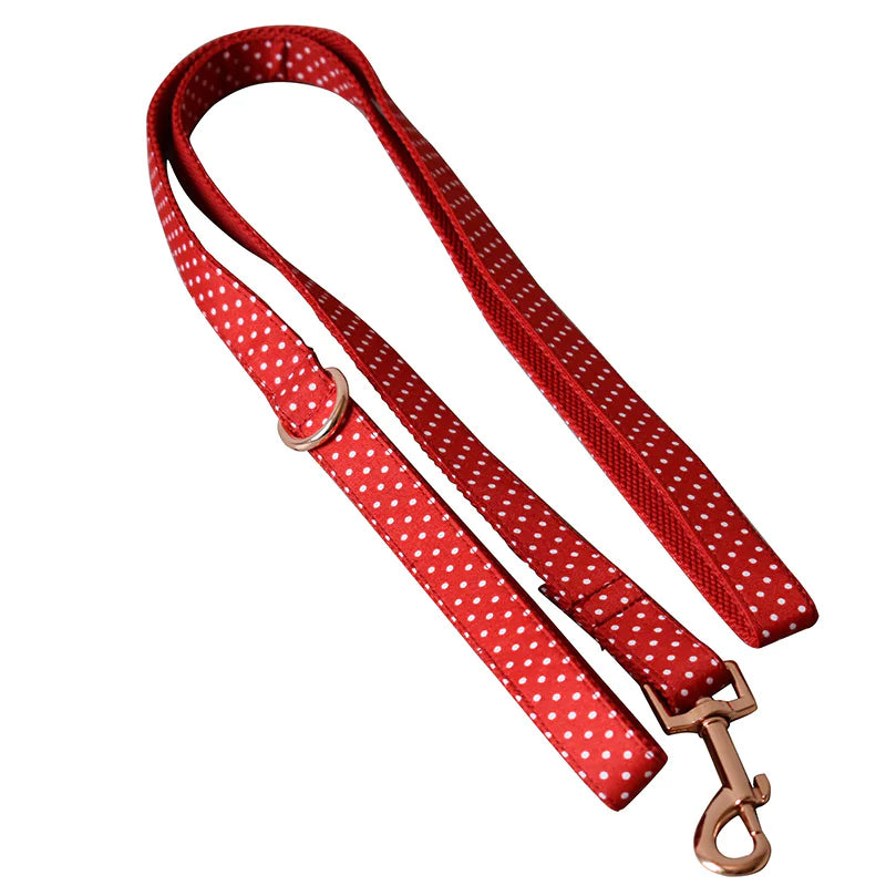 Red Dot Dog Collar & Leash Set with Bow Tie - VMX PETS - VMX PETS