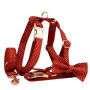 Red Dot Dog Collar & Leash Set with Bow Tie - VMX PETS - VMX PETS