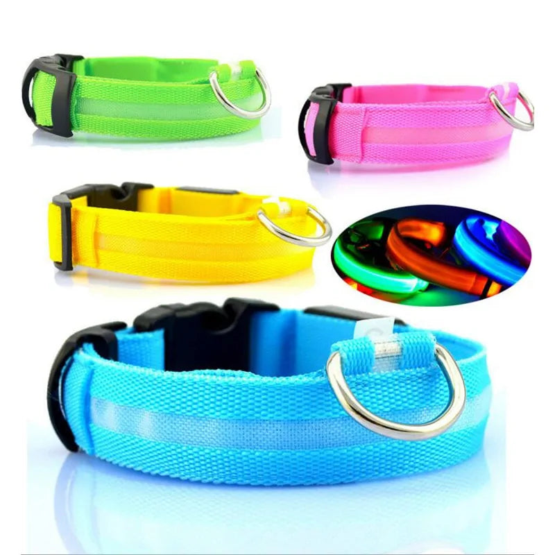 LED Pet Dog Collar for Night Safety, Nylon Leash with Glow-in-the-Dark Feature - VMX PETS - VMX PETS