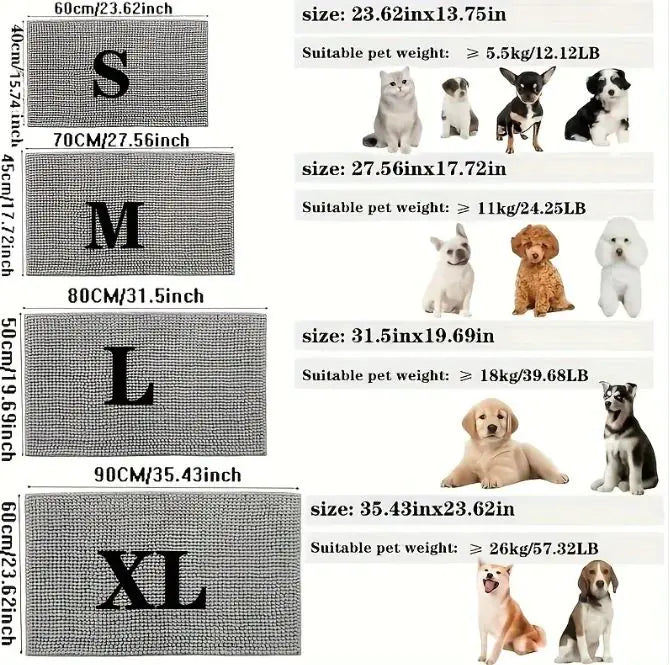 Pet Chenille Bathroom Door Absorbent Floor Mat Non-slip - VMX PETS - VMX PETS