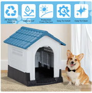 26-Inch Blue & White PVC Pet Cottage with Shutter Design - VMX PETS - VMX PETS